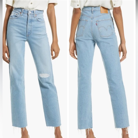 Levi's Denim - Ribcage Ripped High Waist Ankle Straight Leg Jeans in Tango Status